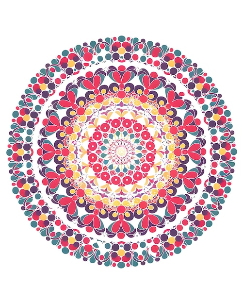 Bel design di mandala arte colorata sfondo bianco
