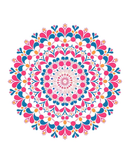 Bel design di mandala arte colorata sfondo bianco