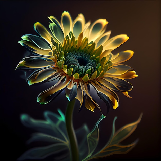 Bel fiore di gerbera su uno sfondo scuro rendering 3d