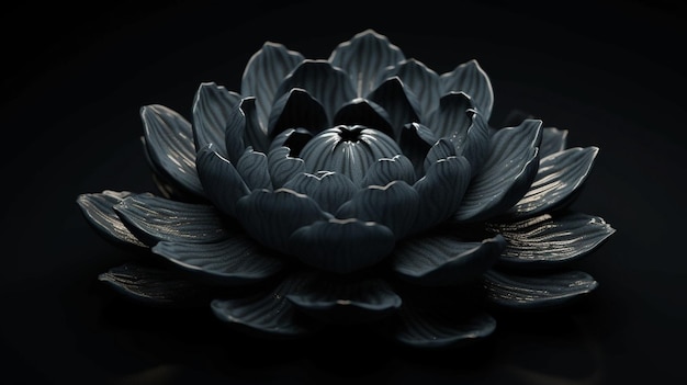 Bel fiore di loto su sfondo nero ai generativo