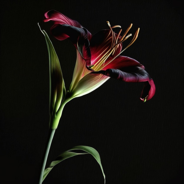bel fiore isolato su sfondo nero vista ravvicinata bei colori ai generati