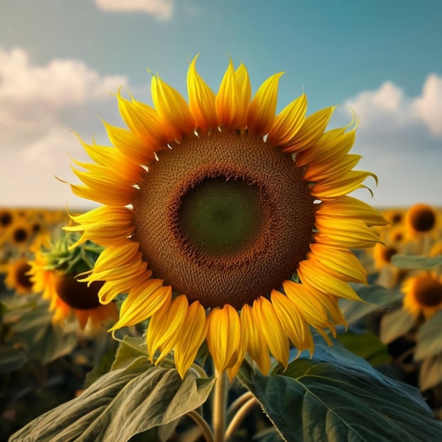 Bel giardino di girasoli