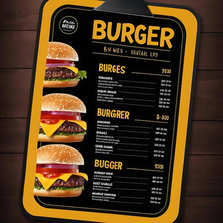 Foto bel modello di progettazione del menu alimentare con sfondo