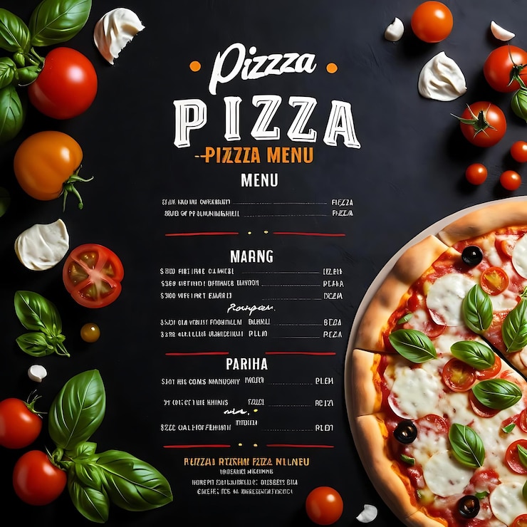 Foto bel modello di progettazione del menu alimentare con sfondo