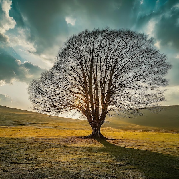 bel paesaggio con un albero in montagna