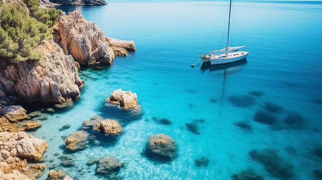 Bel paesaggio marittimo mediterraneo estivo