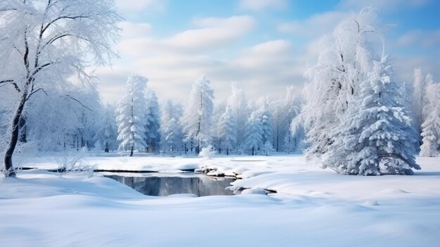 Bel paesaggio naturale del parco in inverno