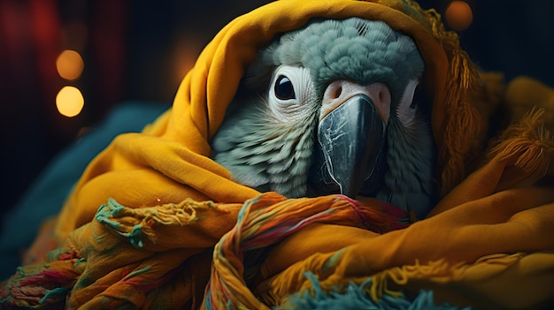 bel pappagallo nella coperta gialla