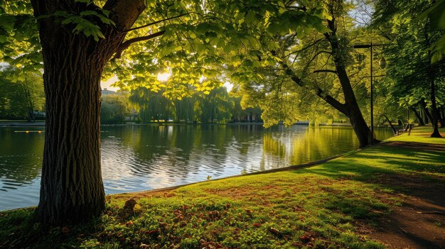 Bel parco cittadino in riva al lago