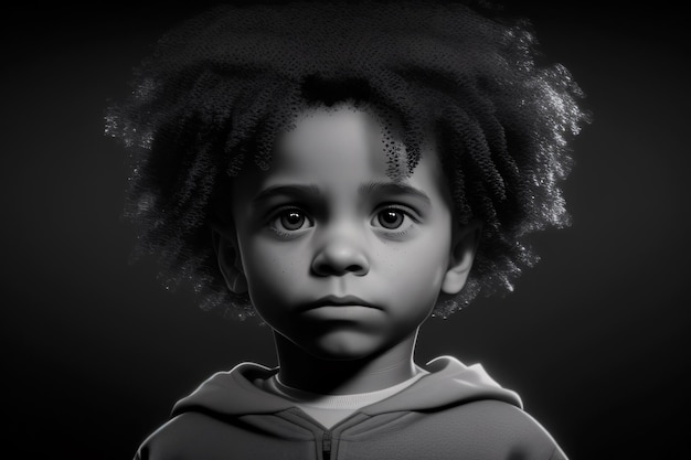 bel ragazzo di bambini neri con un'espressione seria con una posa di potere, la campagna della materia delle vite nere