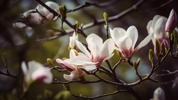 Bel ramo di magnolia in fiore Generativo Ai