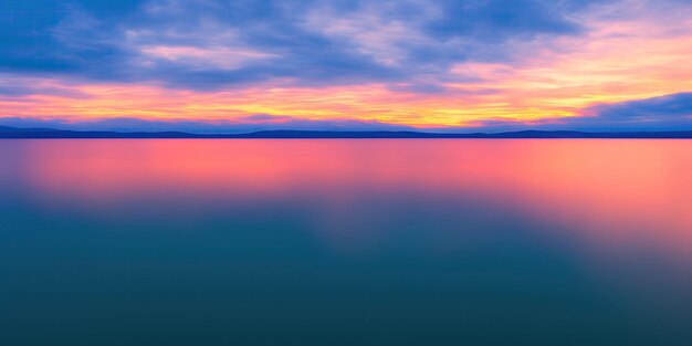 Bel tramonto su un grande lago