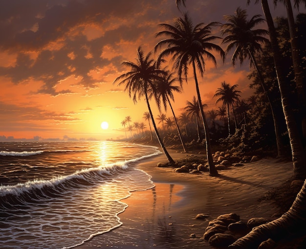 Bel tramonto sulla spiaggia della Florida