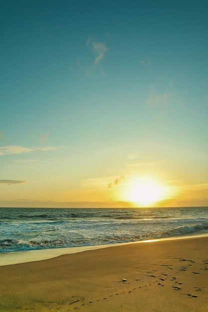 Bel tramonto sulla spiaggia Sfondo della natura Tonica