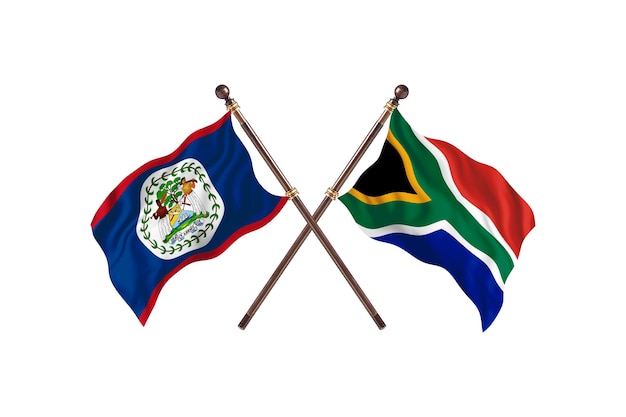 Belize contro il Sudafrica due bandiere di paesi Background