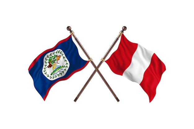 Belize contro Perù due paesi bandiere sfondo