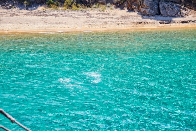 Bella acqua trasparente a riva