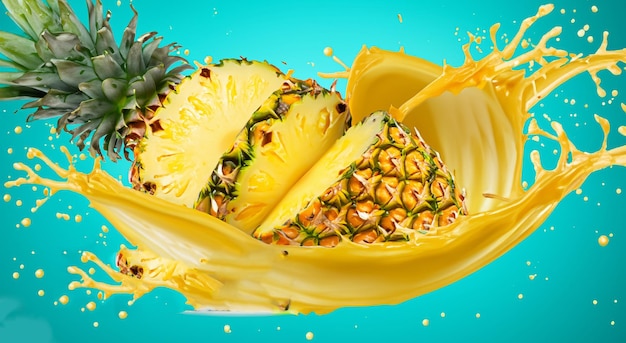 Bella ananas tagliata a metà concetto di business