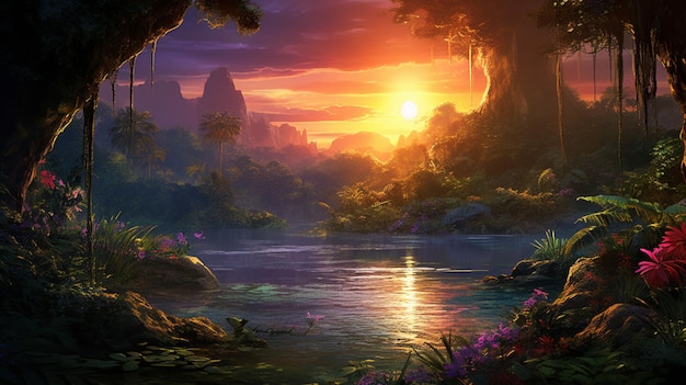 Bella Anime Sunset Scenery Fantasy Drammatico