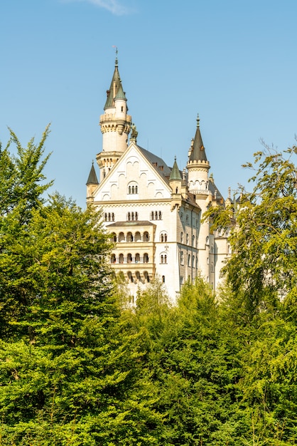 Bella architettura al castello di Neuschwanstein nelle Alpi bavaresi della Germania.