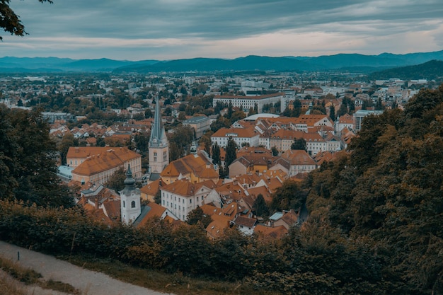 Bella architettura del centro di Lubiana Slovenia Capitale verde d'Europa