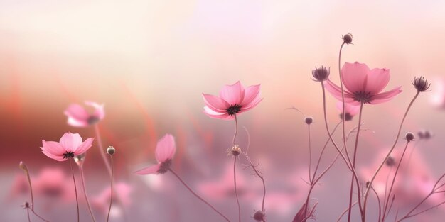 Bella astratta rosa nebbiosa mattina foto disegno floreale sfondo banner bella AI generativa AIG32