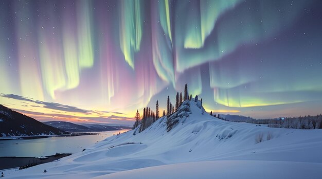 Bella aurora boreale per la carta da parati in stile anime