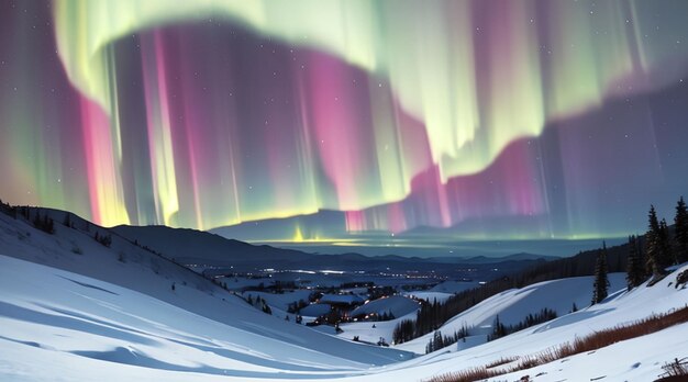 Bella aurora boreale per la carta da parati in stile anime