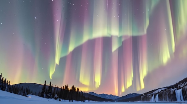 Bella aurora boreale per la carta da parati in stile anime