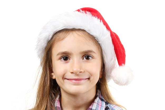 Bella bambina con cappello di Natale