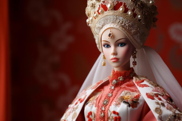 Bella bambola Barbie nell'abito nazionale della Russia