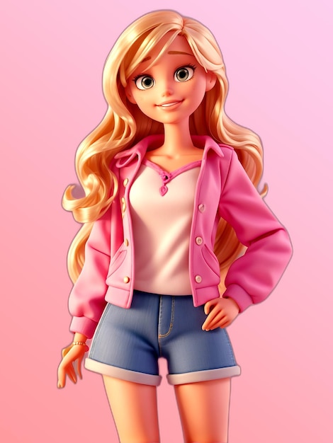 Bella Barbie bionda con un vestito rosa