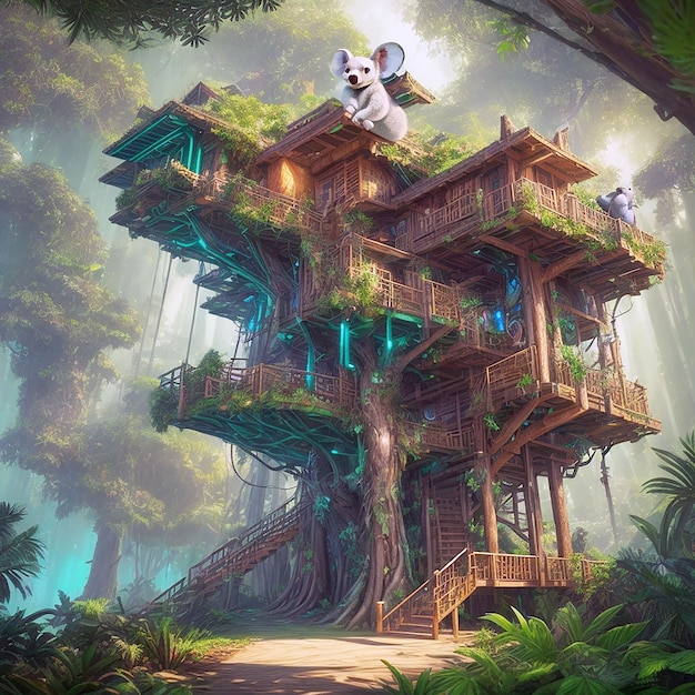 Bella casa sull'albero creativa fatta a mano