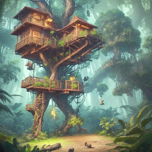 Bella casa sull'albero creativa fatta a mano