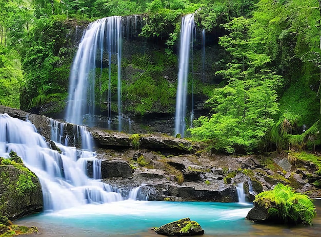 Bella cascata nella foresta