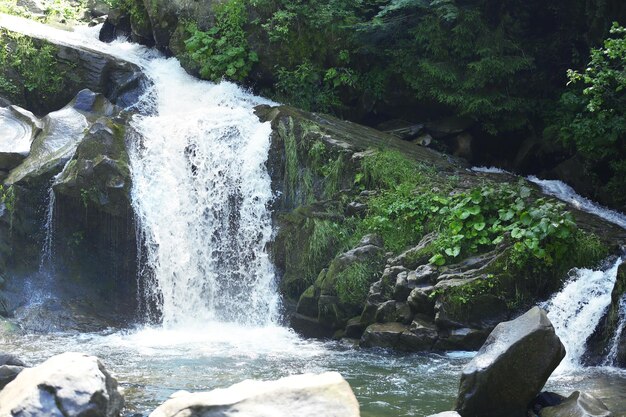 Bella cascata nelle montagne dei Carpazi