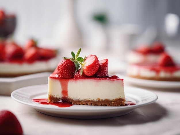 Bella cheesecake alla fragola fatta in casa Generative AI