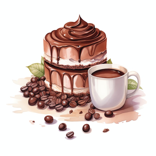 bella cioccolata ricoperta di fagioli di espresso gustoso dessert clipart illustrazione