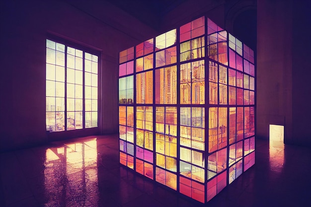 Bella città all'interno del concetto di immagine di sfondo del cubo