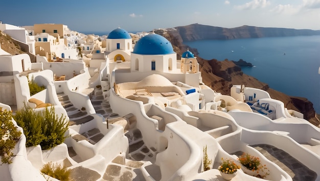 Bella città di Oia in Grecia sfondo