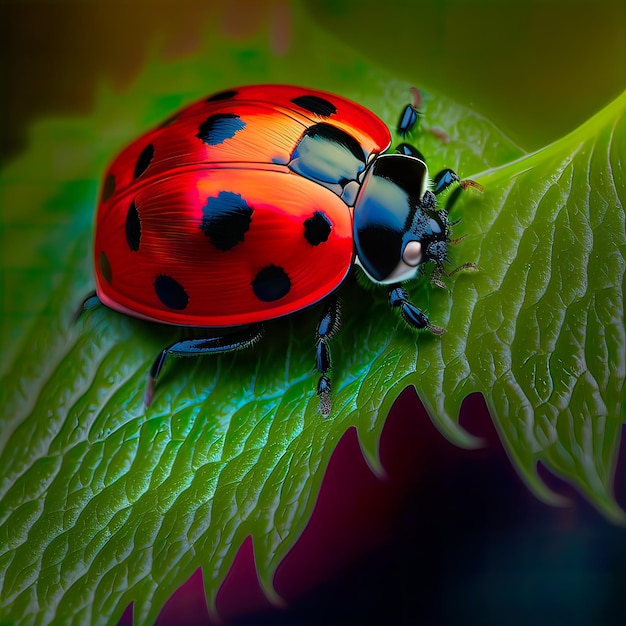 Bella coccinella rosso brillante Genera AI