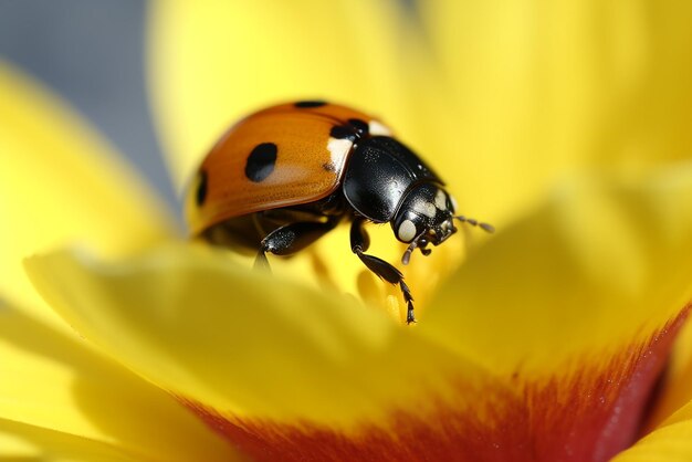 Bella coccinella su fiore Creato con strumenti di intelligenza artificiale generativa