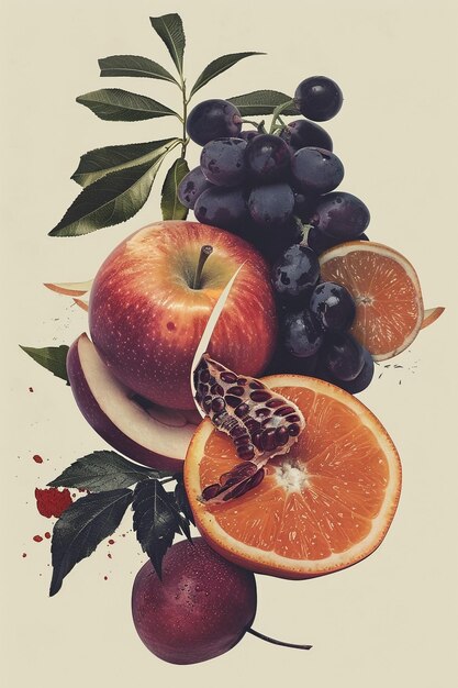 Bella composizione di collage frutta collage arte