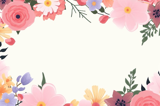 bella cornice di fiori sfondo acquerello arte generativa ai