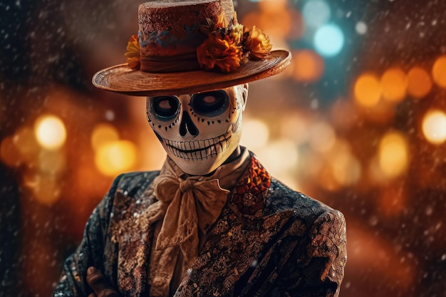 Bella danza messicana per il giorno dei morti Perfetto bellissimo sfondo dia de muertos Genera Ai