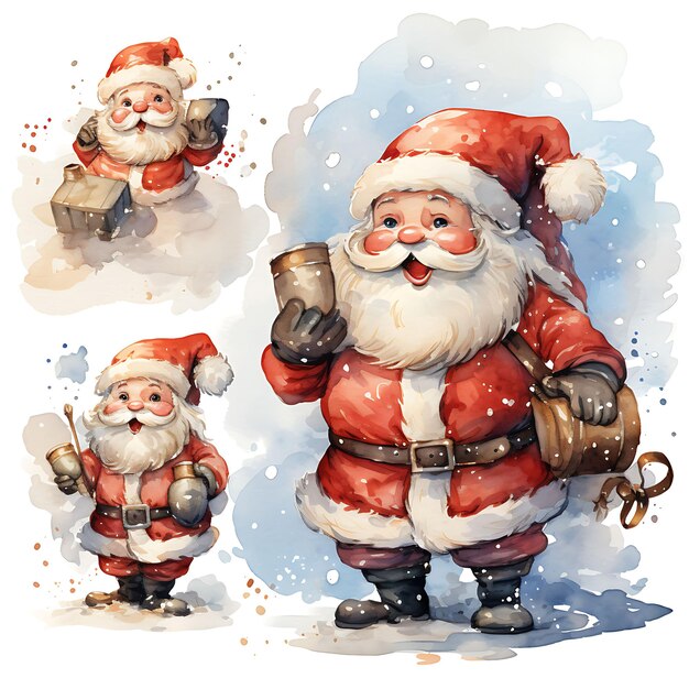 Bella decorazione ad acquerello di Natale impostata su sfondo bianco SVG Illustration Collection Art