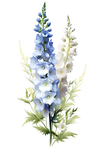 Bella Delphinium su sfondo bianco