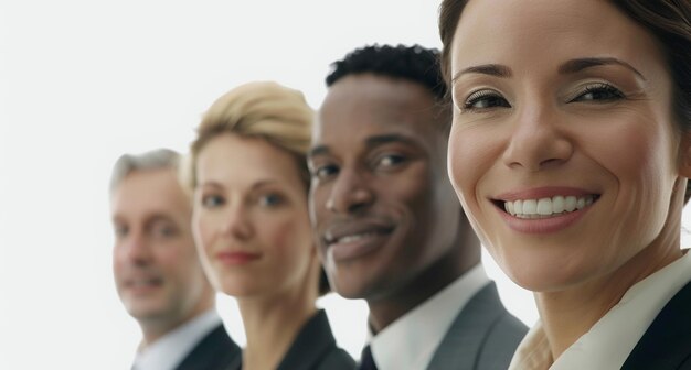 Bella diversità di lavoro con team aziendali di diverse culture di fronte a uno sfondo bianco