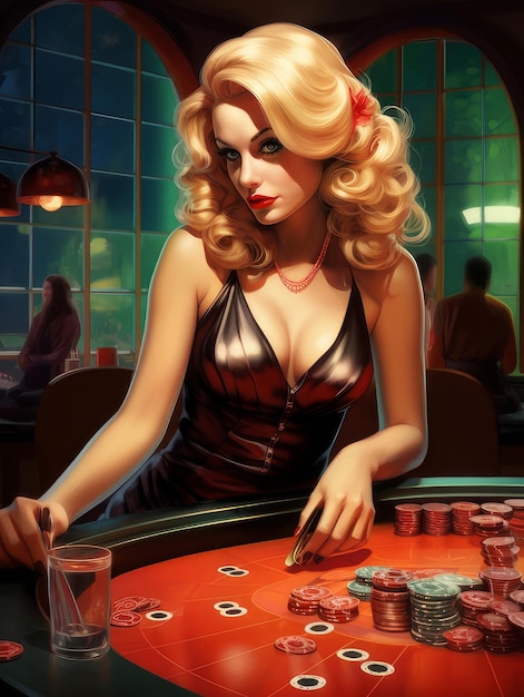 bella donna che gioca per soldi in un casinò