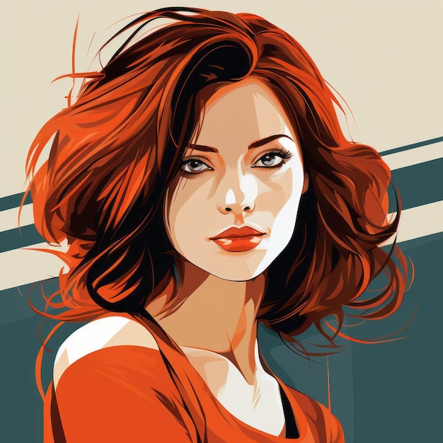 Bella donna con capelli rossi nell'illustrazione di Retrostyle